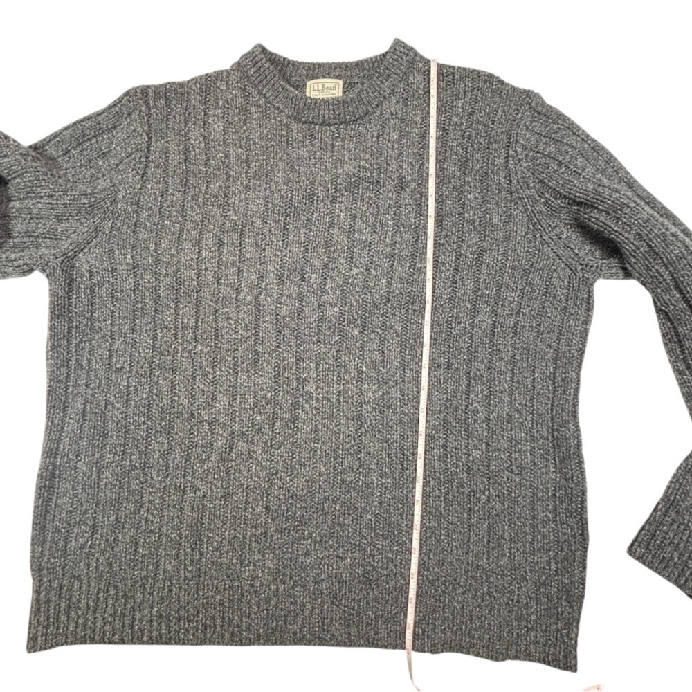 LL Bean Sweater Mens X Large Gray Lambs Wool Classic Outdoor Grandpa Pullover - Picture 5 of 9